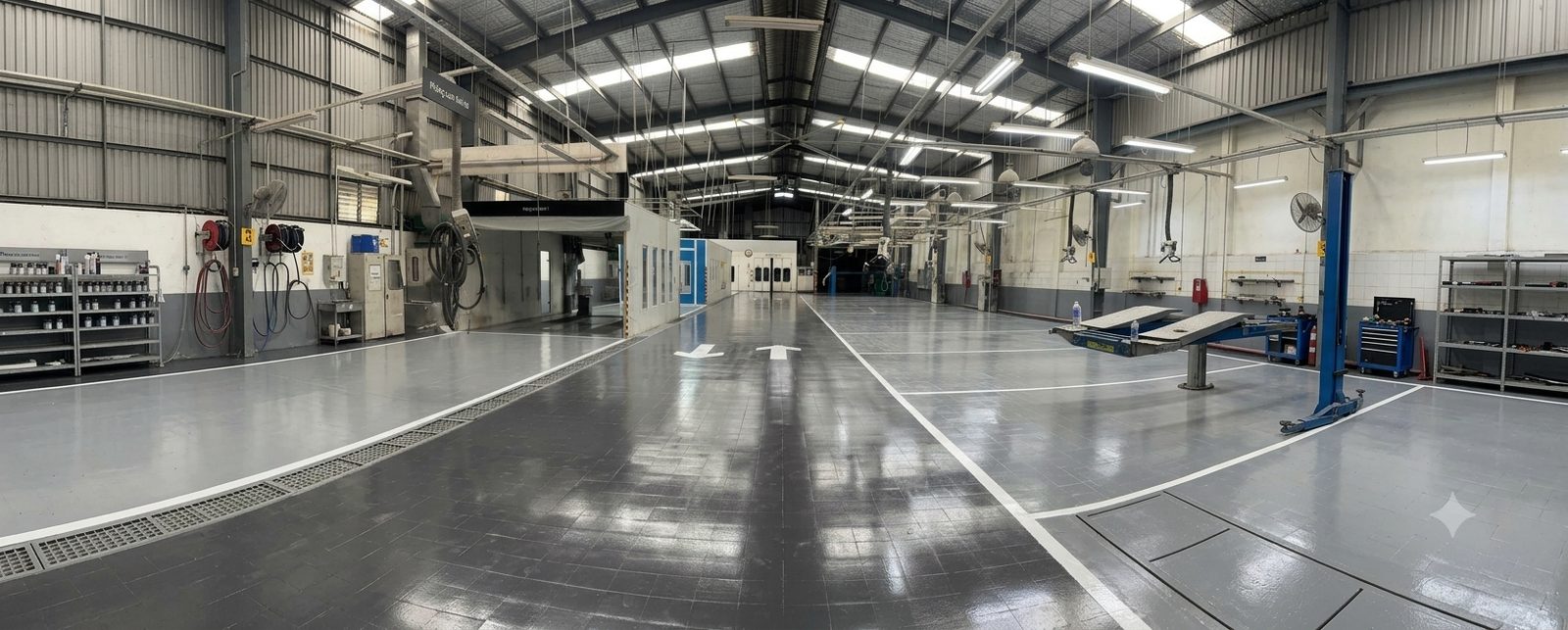 Thi công sơn epoxy trên nền gạch men nhà xưởng